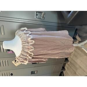 Jodifl-Shoulder Blouse with Lace Trim -S